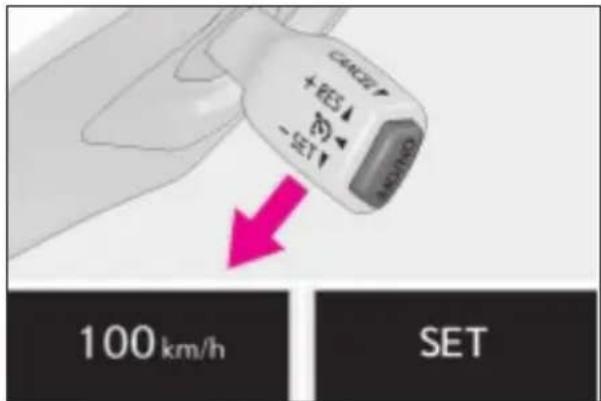 CANCEL + PES 向 SET 100 km/h SET