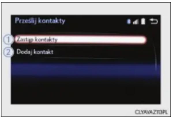 Prześlij kontakty ① Zastąp kontakty ② Dodaj kontakt CLYAVAZT3PL