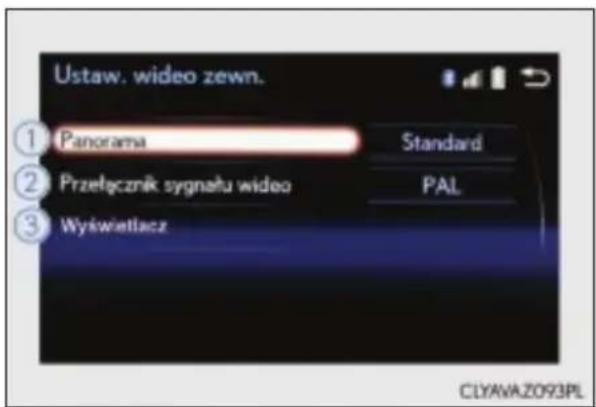Ustaw. wideo zewn. ① Panorama Standard ② Przełącznik sygnału wideo PAL ③ Wyiwietlacz CLYAVA.Z093PL