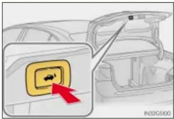 LEXUS GS 250 (2014) - Przycisk zamykania pokrywy bagażnika (wersje z elektrycznym napędem pokrywy bagażnika) - 1