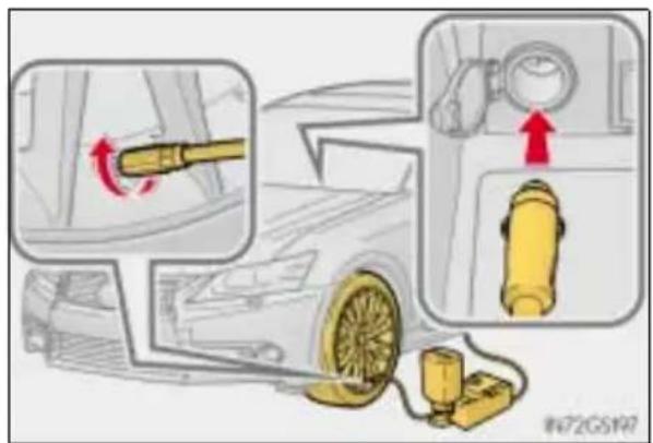 LEXUS GS 250 (2014) - Sposób awaryjnej naprawy przebicia opony - 13