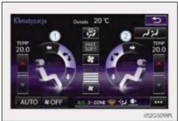 Klimatyczne Oktale 20 °C TEMP 20.0 FAST SHIFT 20.0 TEMP 20.0 AUTO OFF A/C 3-ZONE IIS2G5091PL