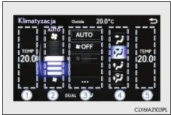 Klimatyzacja OUTRIDE 20.0°C TEMP 120.0 AUTO AUTO OFF ... DUAL 3 A TEMP 120.0 CLY6IAZ103PL