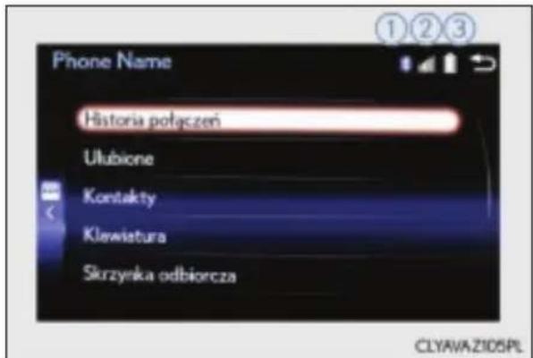 Phone Name Historia potączeń Ulubione Kontakty Klewistura Skrzynka odbiorcza CLYAVA Z105PL