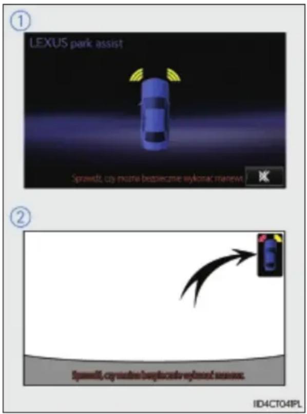 ① LEXUS park assist Sprawitz, czy można bestieczne wykona; maneuvers ② Speed limit, czy można bestieczne (+)wized speeds. ID4CT04IPL