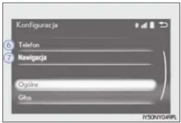 Konfiguracja ⑥ Telefon ⑦ Navigacja Ogóline Gfos IY50NY049PL