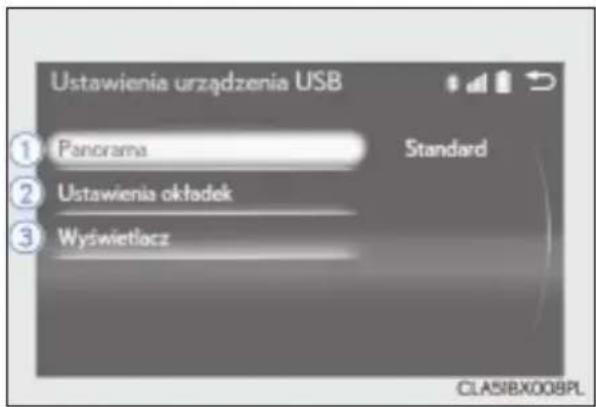 Ustawienia urządzenia USB ① Panorama Standard ② Ustawienia okładek ③ Wyświetlacz CLASIBX008PL