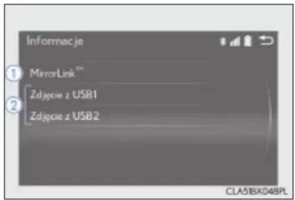 Informacje MirrorLink™ Zdjęcie z USB1 Zdjęcie z USB2 CLA5BX048PL