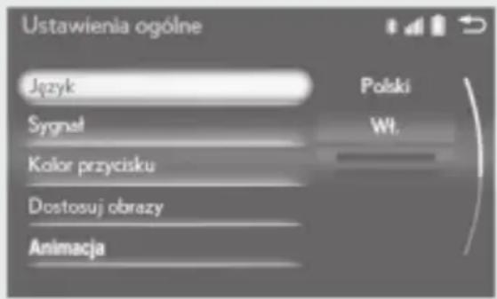 Ustawienia ogólne Język Sygnat Kolor przycisku Dostosuj obrazy Animacja Polski Wt.