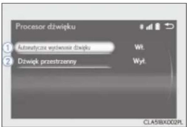 Procesor dźwięku ① Automatyczne wystęwnie dźwięku Wt. ② Dźwięk przestrzenny Wyt. CLA51BX002PL