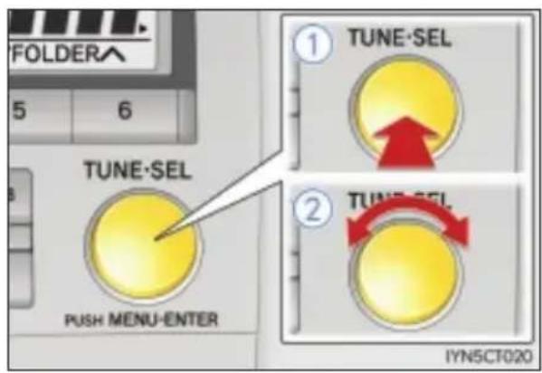 FOLDER 5 6 TUNE-SEL PUSH MENU-ENTER ① TUNE-SEL ② TUNE-SEL IYN5CT020