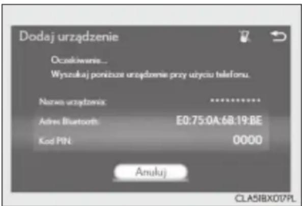 Dodaj urządzenie Oczakiwanie... Wyszukaj ponizce urządzenie przy użyciu telefonu. Name urzazdania: ******** Adres Bluetooth: E0:75:0A:6B:19:BE Kod PIN: 0000 Amukuj CLA5IBX017PL