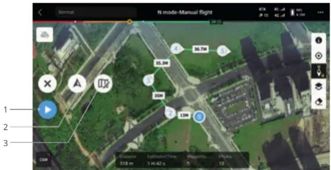 Normal N mode-Manual flight 1 2 3 4 5 6 7 8 9 10 Distance Estimated Time Measurements Flight 518 m 7 m 42 s 5 10