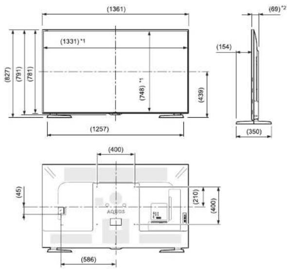 SHARP LC-60UD20E - Proyecciones dimensionales - 1