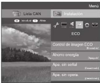Lista CAN Instalación ECO Control de imagen ECO (Based-in) Ahorro energía Pasqueño Apa. sin sozial (Caseo/total) Apa. sin opera. (Caseo/total)