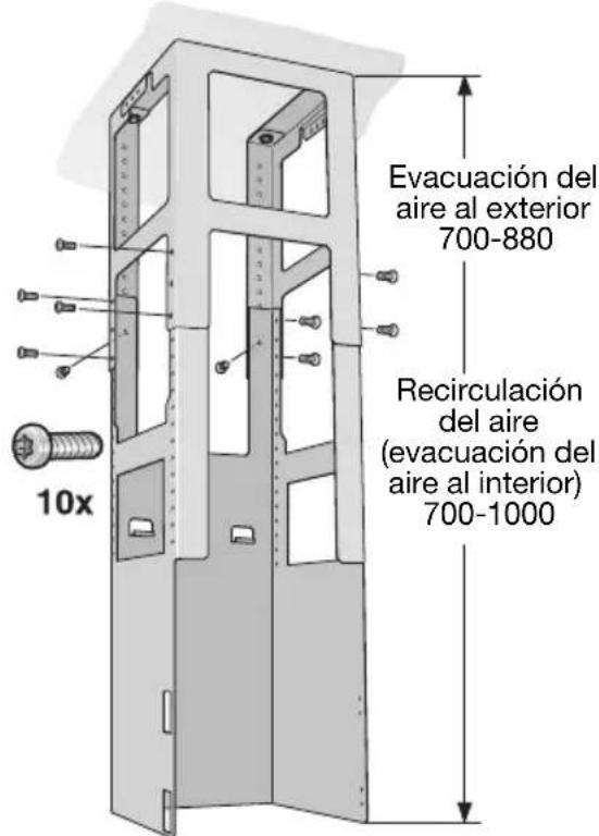 10x Evacuación del aire al exterior 700-880 Recirculación del aire (evacuación del aire al interior) 700-1000