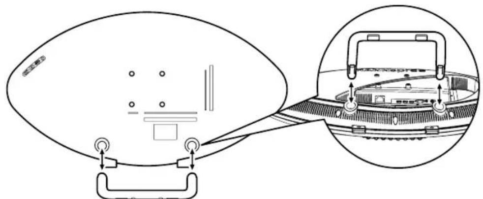 Diagram showing a device with labeled components and an inset view of its internal structure, likely illustrating a mechanical or electrical assembly.