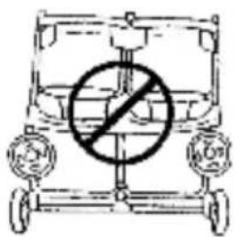 Diagram of a vehicle with a circular symbol and two wheels, indicating no change or restriction.