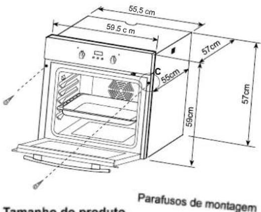 55,5 cm 59,5 cm 57cm 55cm 59cm 57cm Parafusos de montagem Tamanho do produto
