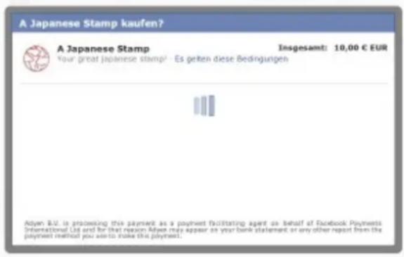 A Japanese Stamp kaufen? A Japanese Stamp Insgesamt: 10,00 € EUR Your great japanese stamp! Es gelten diese Bedingungen Adyen B.V. is procising this payment as a payment facilitating agent on behalf of Facebook Payments International Ltd and for that reason Adyen may appear as your bank statement or any other report from the payment method you want to make this payment.