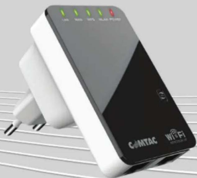 Comtac WN9254 - Repetidor Wi-Fi N - 300 Mbps com 2 portas de rede (1 porta LAN + 1 porta WAN/LAN) - 1