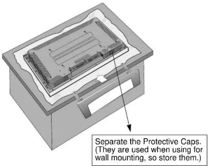 Separate the Protective Caps. (They are used when using for wall mounting, so store them.)