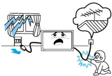 Illustration showing a child experiencing a severe accident near a computer screen, with a thought bubble depicting the accident.