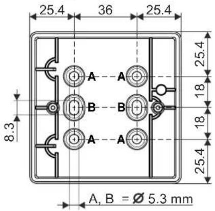 25.4 36 25.4 8.3 A A B B A A 18 18 25.4 A, B = Ø 5.3 mm