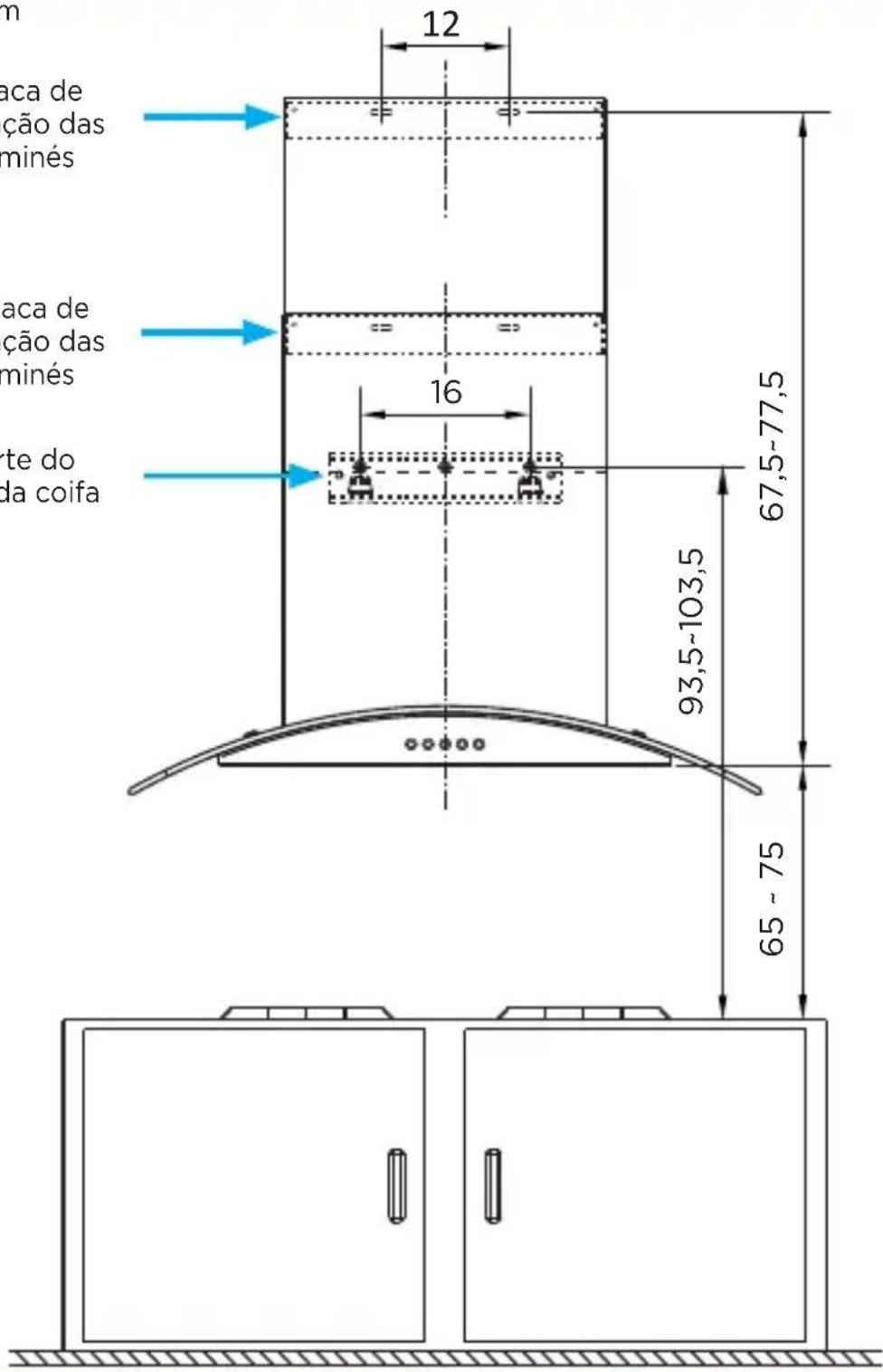 MIDEA RTA91 - Procedimento de instalação da coifa - Componentes: - 6