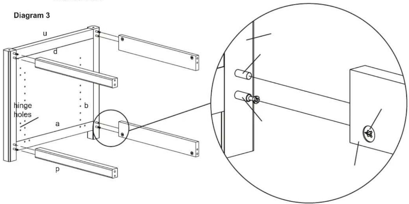 Diagram 3 u d hinge holes a b p