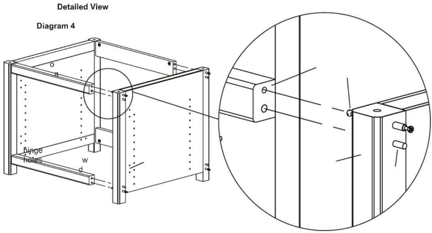 Detailed View Diagram 4 hinge holes w d