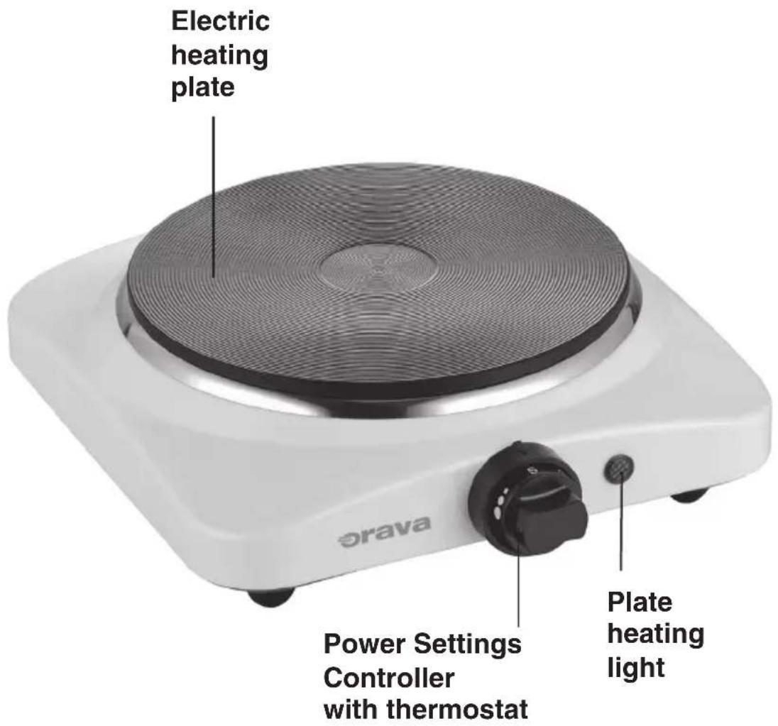 Electric heating plate Power Settings Controller with thermostat orava Plate heating light