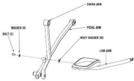 WASHER (K) BOLT (C) SWING ARM PEDAL ARM WAYW WASHER (M) LINK ARM