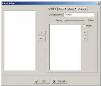 Label Setup Group 1 | Group 2 | Group 3 | Group 4 | Group Name: Group 1 Period: 1 — S/Sec Actions OK Cancel