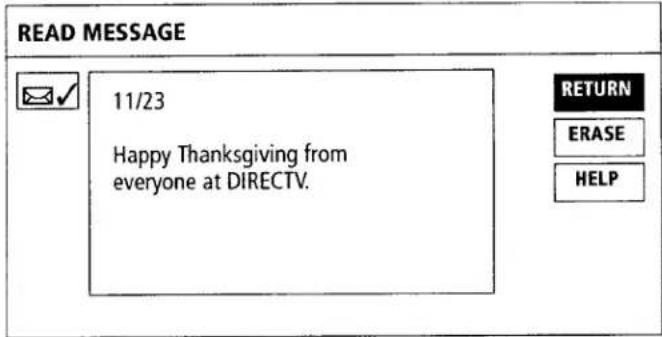 READ MESSAGE 11/23 Happy Thanksgiving from everyone at DIRECTV. RETURN ERASE HELP