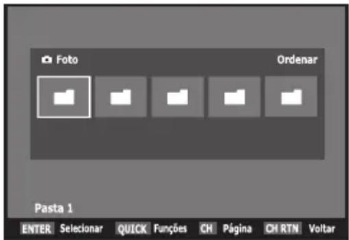 Foto Ordenar Pasta 1 ENTER Selecionar QUICK Funções CH Página CH RTN Voltar