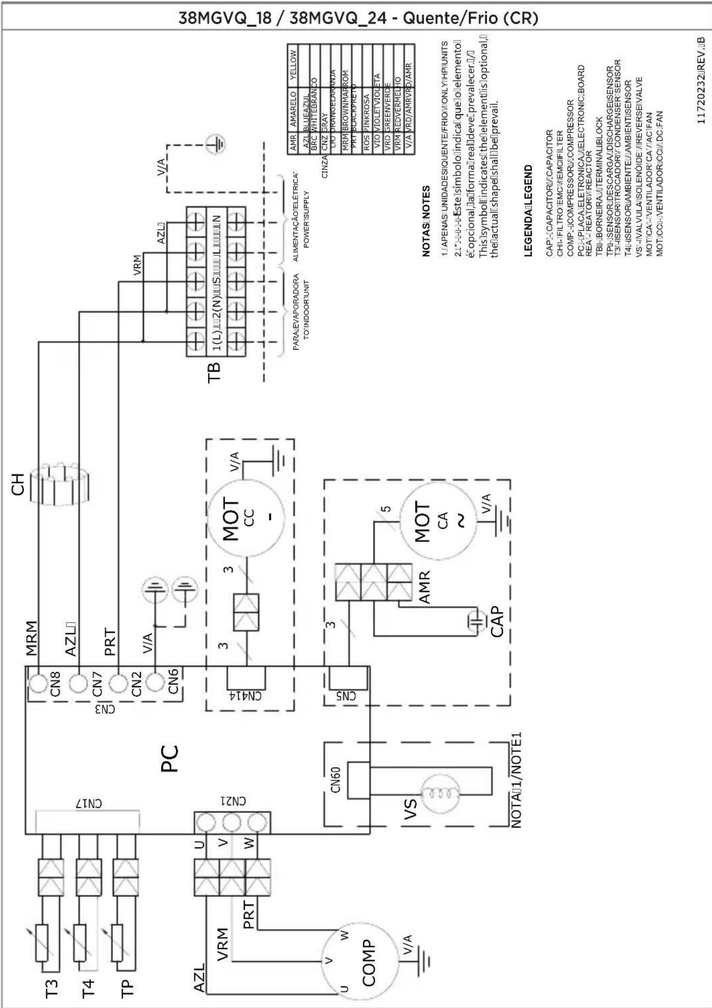 MIDEA 42MGVQI24M5 - - Esquemas Elétricos das Unidades Condensadoras (cont.) - 1