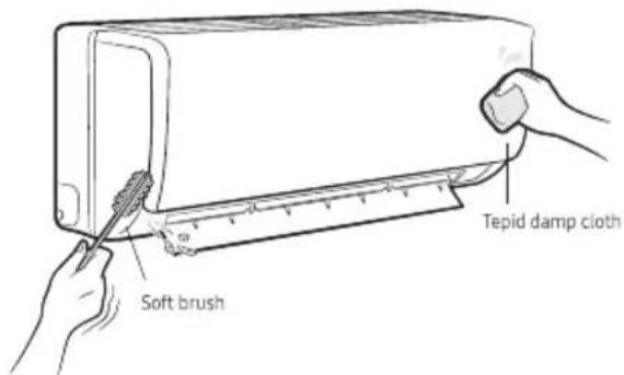 SAMSUNG AR12NV3HFTRNNA - Cleaning the indoor unit exterior and outdoor unit heat exterior - 1