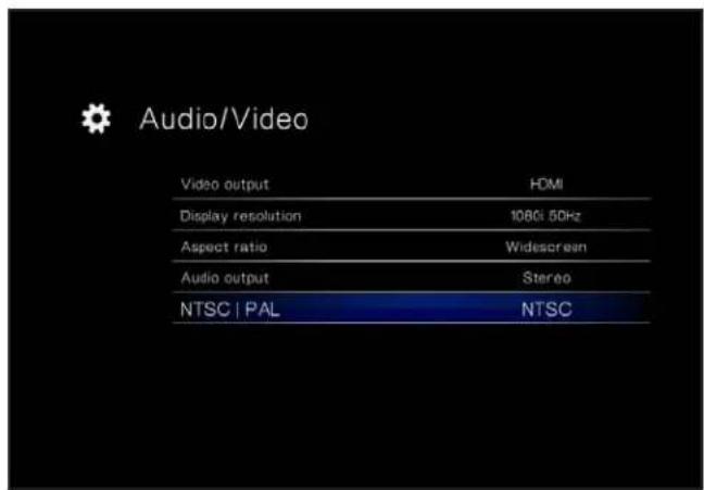 Audio/Video Video output HDMI Display resolution 1080i 50Hz Aspect ratio Widescreen Audio output Stereo NTSC | PAL NTSC