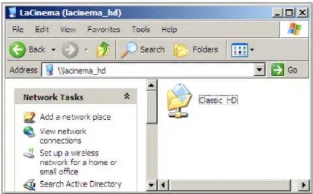 LaCinema (lacinema_hd) File Edit View Favorites Tools Help Back Search Folders Address \lacinema_hd Go Network Tasks Add a network place View network connections Set up a wireless network for a home or small office Search Active Directory Classic_HD