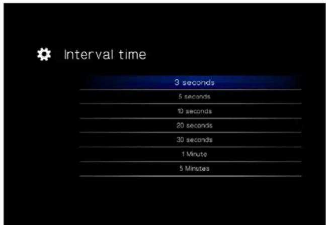 Interval time 3 seconds 5 seconds 10 seconds 20 seconds 30 seconds 1 Minute 5 Minutes