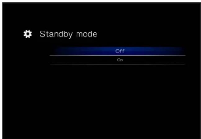 Standby mode Off On