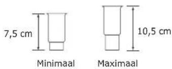 7,5 cm Minimaal 10,5 cm Maximaal