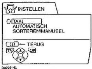 INSTELEN TAAL AUTOMATISCH SORTERENMANUEEL (1) - TERUG TV OK D0029-NL