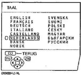 TAAL ENGLISH SVENSKA FRANÇAIS SUOMI DEUTSCH POLSKI ITALIANO ČESKY CASTELLANO MAGYAR NEDERLANDS БЫЛГАРСКИ DANSK РУССКИЙ NORSK (1)——TERUG TV OK D0002(NL)NL