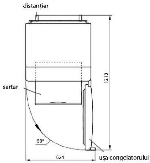 distanțier sertar 90° 624 1210 ușa congelatorului
