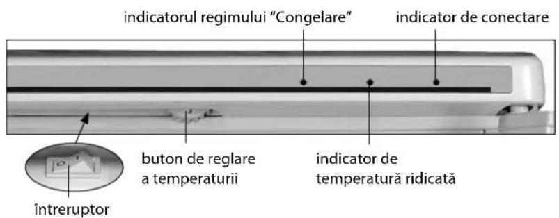 indicatorul regimului "Congelare" indicator de conectare buton de reglare a temperaturii indicator de temperatură ridicată întreruptor