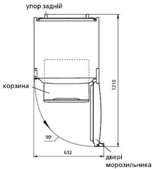упор задній корзина 90° 632 1210 двері морозильника