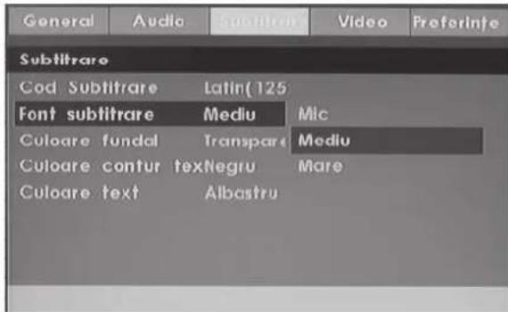 General Audio Subtitrare Video PreferInfo Subtitrare Cod Subtitrare Latin(125 Font subtitrare Mediu Mic Culoare fundal Transparent Mediu Culoare contur texNegru Mare Culoare text Albastru