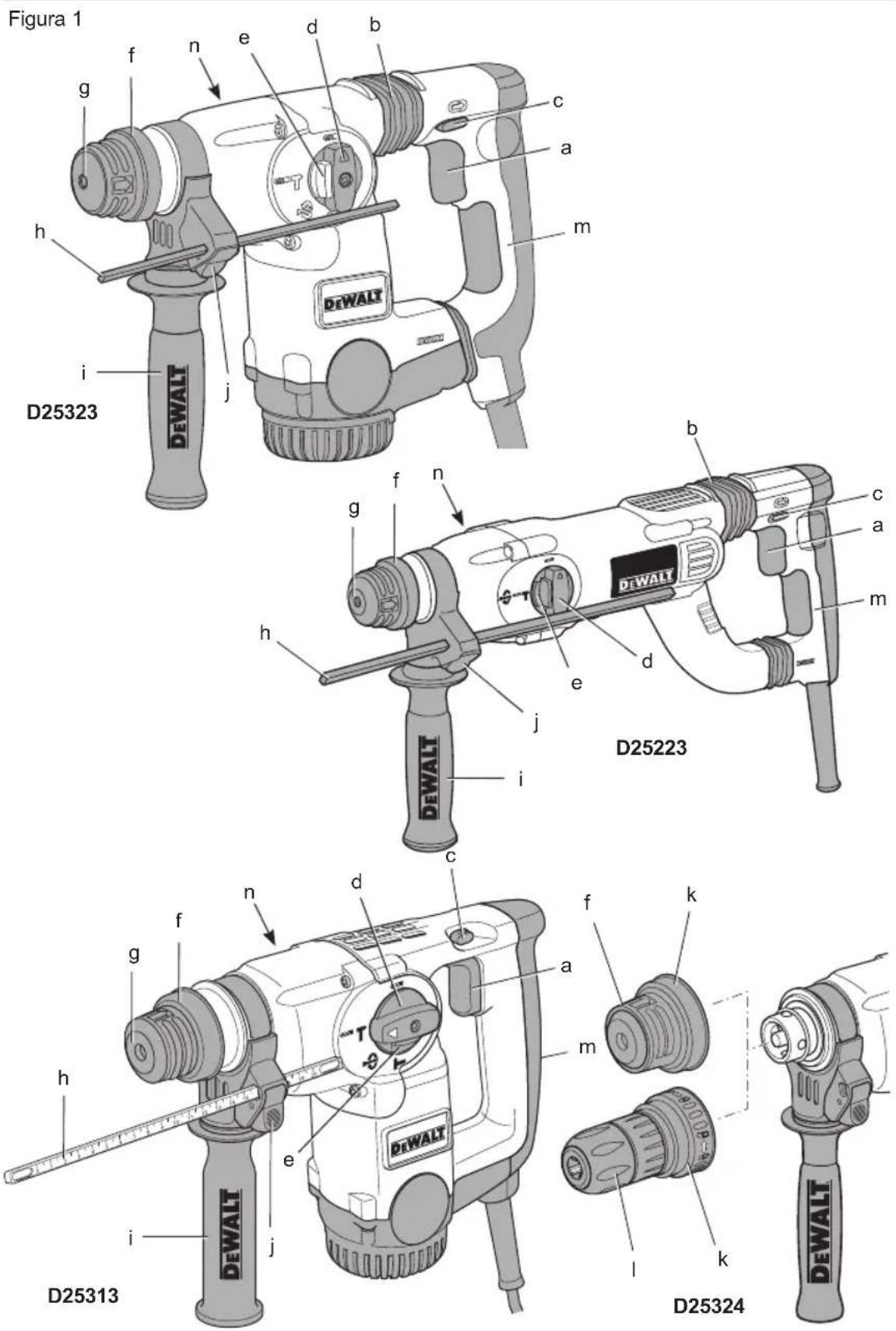 Figura 1 D25323 DEWALT D25223 D25313 DEWALT D25324